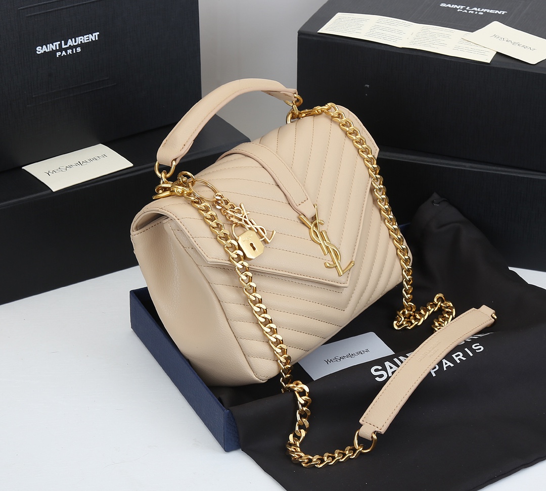 Saint Laurent Collège Medium Chain Bag In Quilted Leather Beige 24Cm 600279Brm072721 - 画像 (4)
