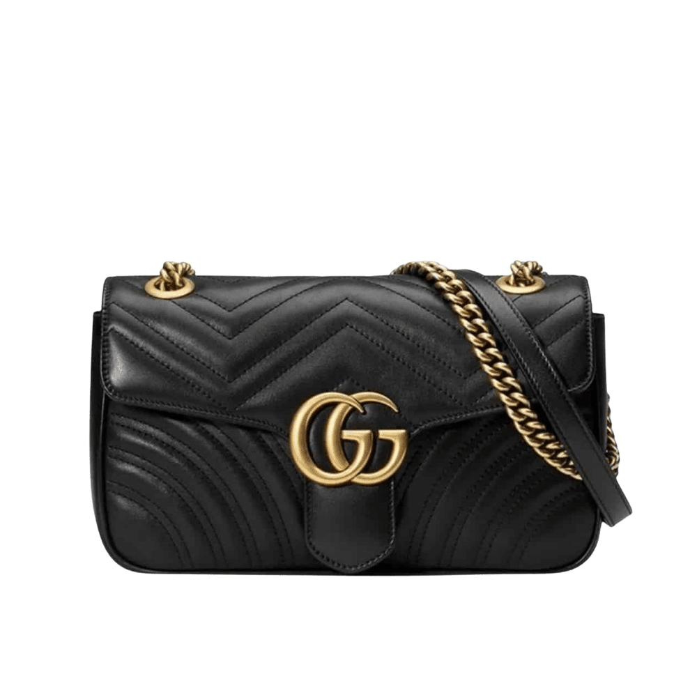 Gucci マーモント ミディアム マトラッセ ショルダーバッグ ブラック 26cm 443496 DTDIT 1000