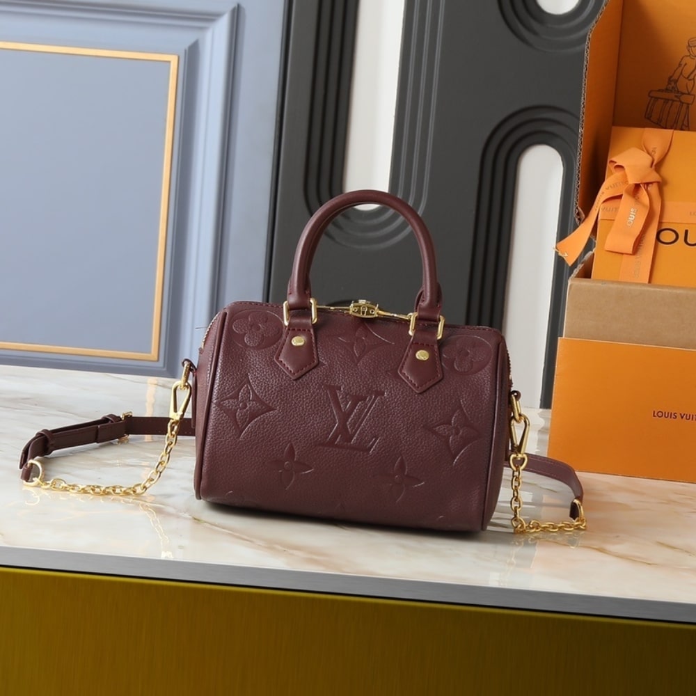 Louis Vuitton Speedy Bandouliere 20 Monogram Empreinte Grenat Red 20Cm M25929 - 画像 (2)
