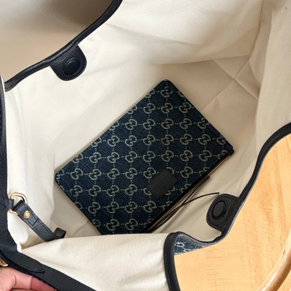 Gucci Giglio Large Tote Bag Blue And White GG Denim 60cm 853971 FAFFQ 8864 - 画像 (5)