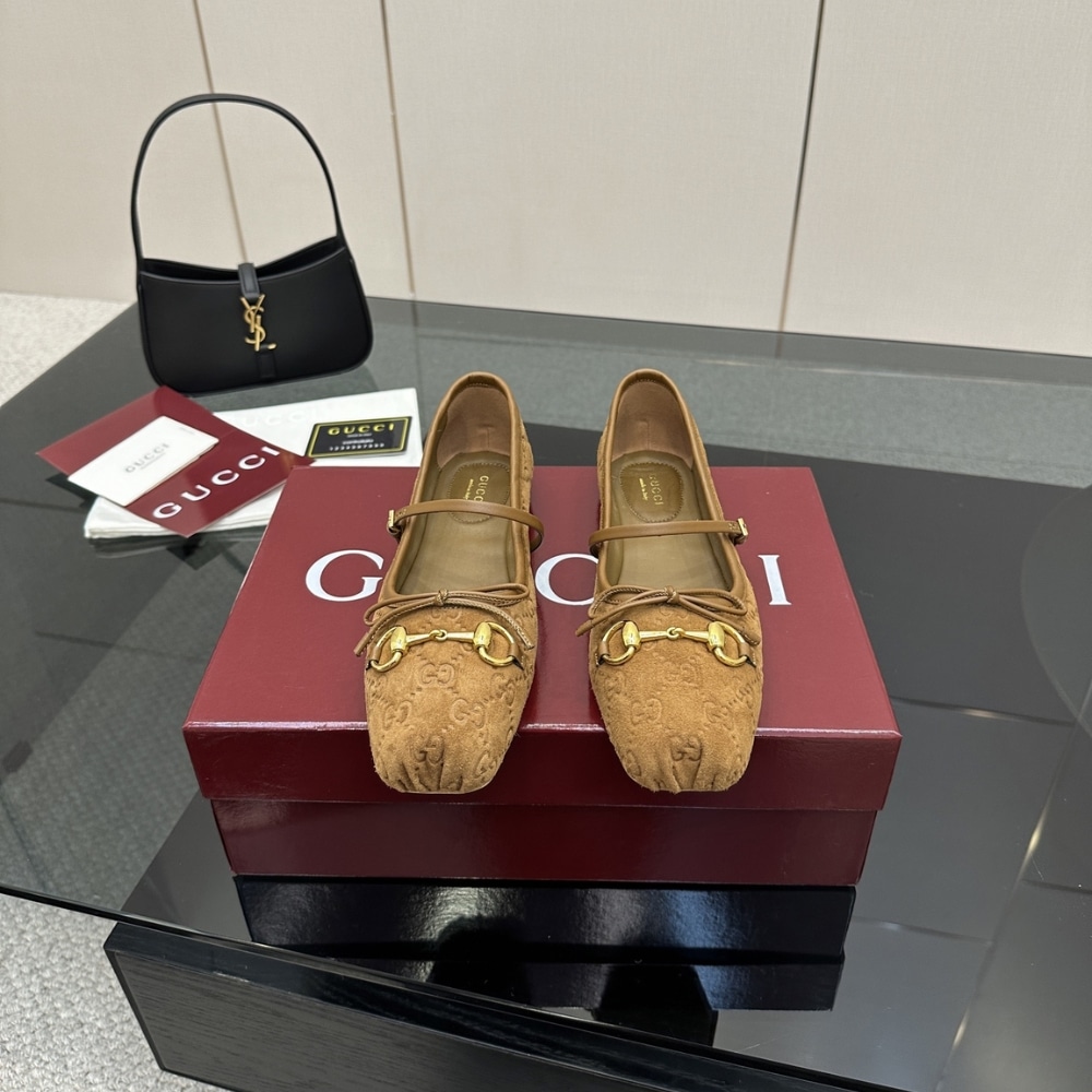 GUCCI グッチ レディース ホースビット バレエフラット ブラウン 814413 AAENN 2808 - 画像 (2)