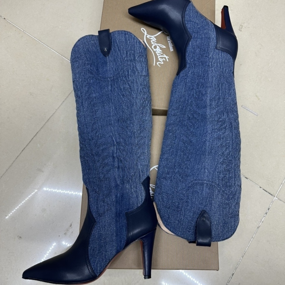 CHRISTIAN LOUBOUTIN クリスチャン・ルブタン サンティア ボッタ 85 ブーツ デニムブルー 32405166603 - 画像 (4)