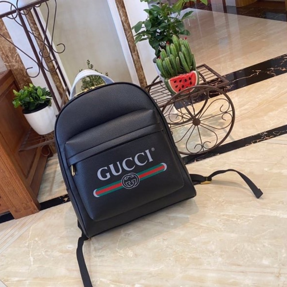 Gucci Print Leather Backpack Black 41cm - 画像 (2)