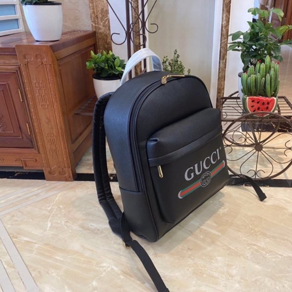 Gucci Print Leather Backpack Black 41cm - 画像 (3)