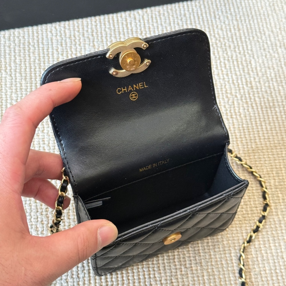 Chanel 21a Mini Flap Coin Purse With Chain Black 12cm Ap2290 B06092 94305 - 画像 (5)