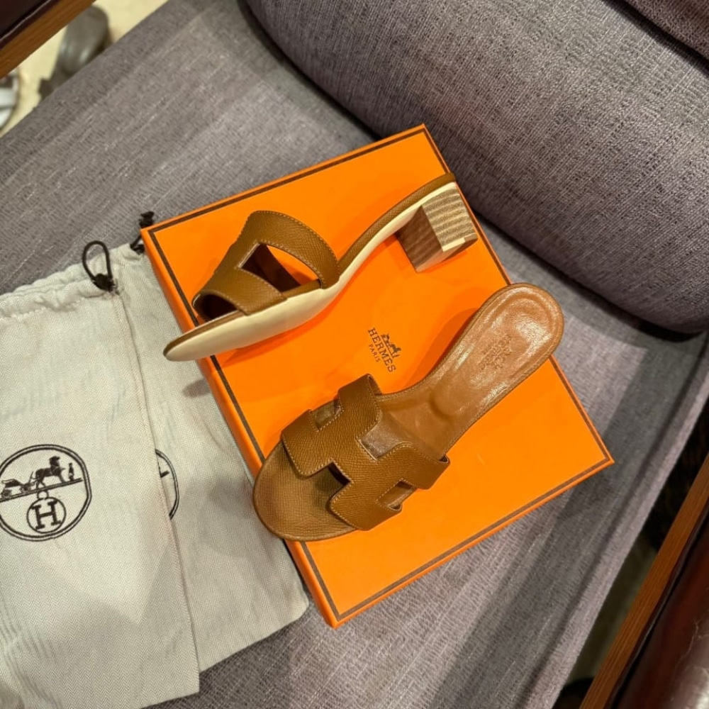 Hermes Oasis Sandals Brown Leather H222203Z 20370 - 画像 (4)