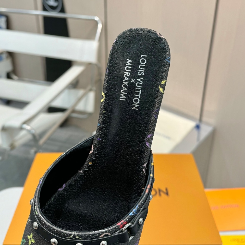 LOUIS VUITTON × 村上隆 6AM ライン ミュール ブラック レディース サンダル 1AGWQQ - 画像 (3)