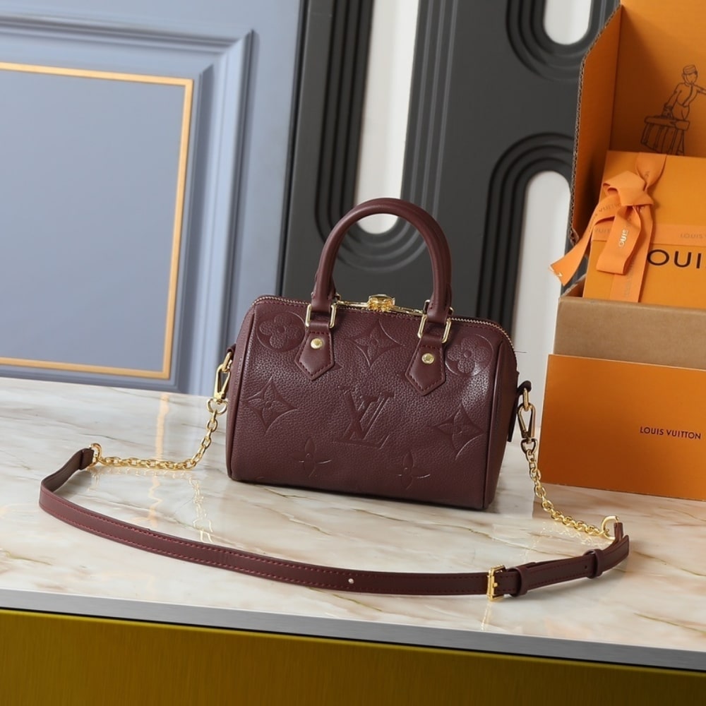 Louis Vuitton Speedy Bandouliere 20 Monogram Empreinte Grenat Red 20Cm M25929 - 画像 (4)