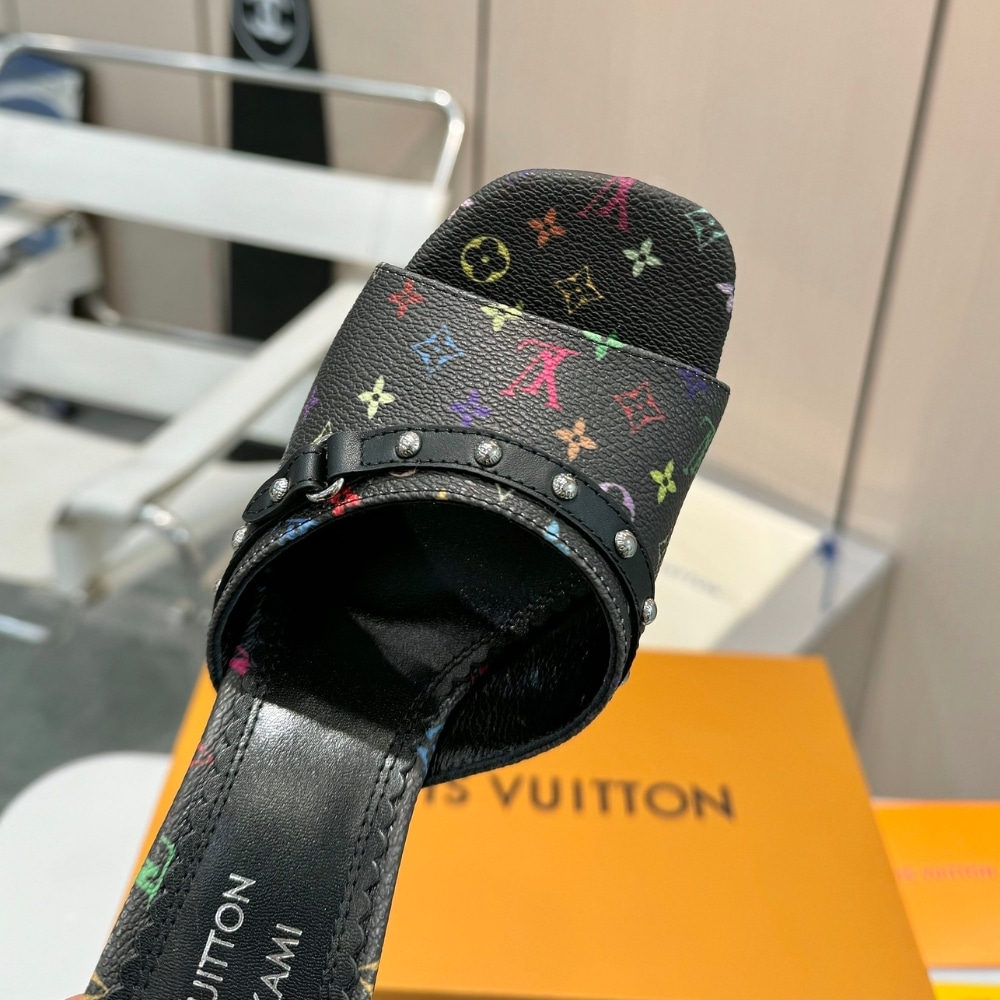 LOUIS VUITTON × 村上隆 6AM ライン ミュール ブラック レディース サンダル 1AGWQQ - 画像 (5)