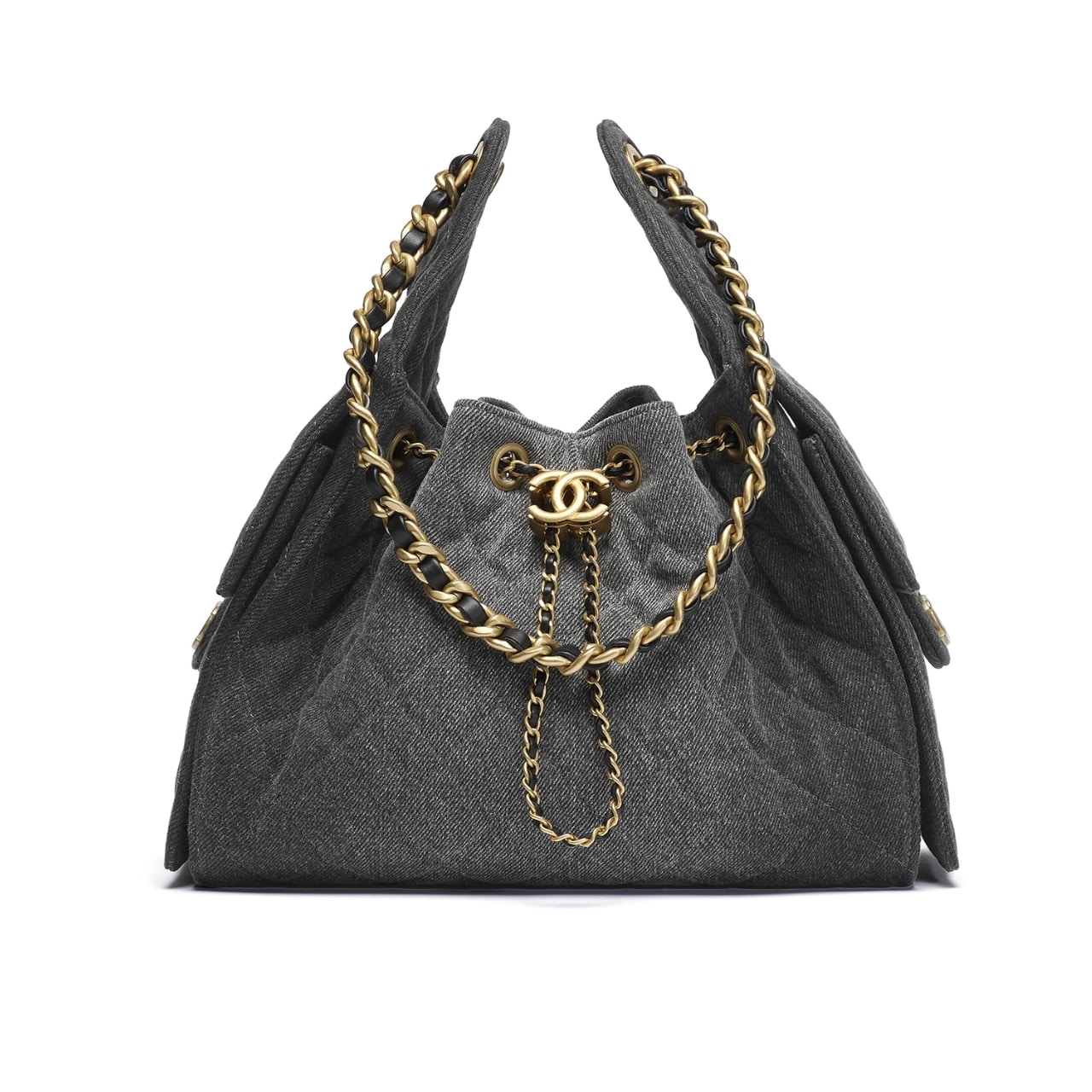 Chanel 25 小型ハンドバッグ ウォッシュドデニム ブラック 26cm AS5293 B20520 U0725