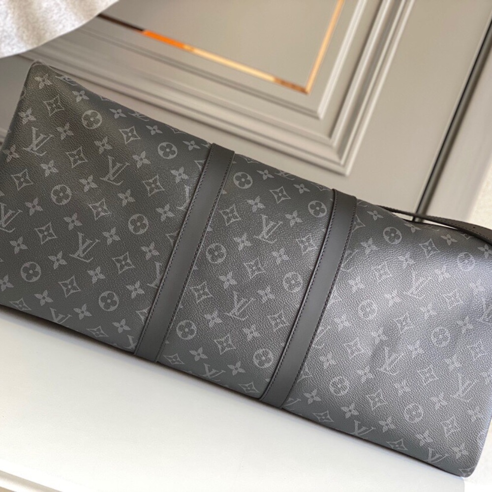 Louis Vuitton Keepall Bandoulière 50 Monogram Eclipse Boston Travel Bag Black 50cm M14202 - 画像 (4)