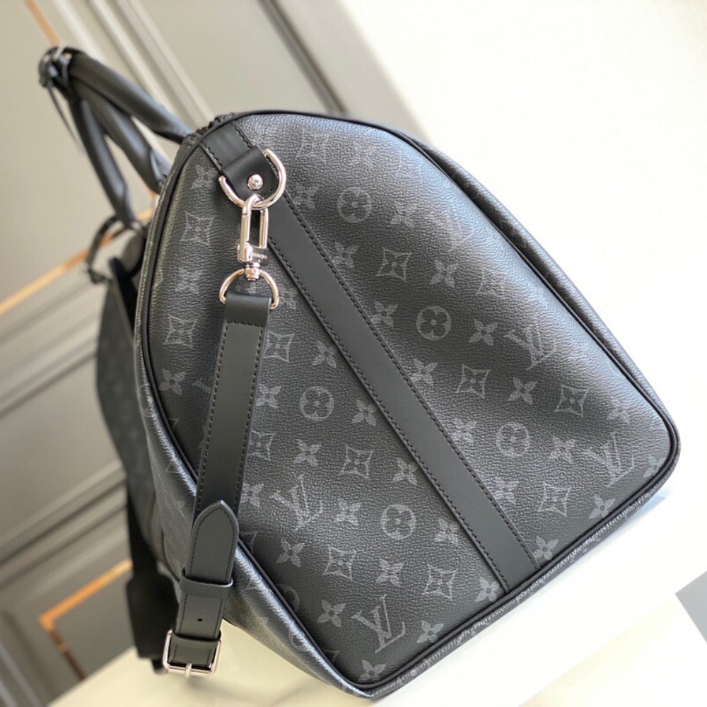 Louis Vuitton Keepall Bandoulière 50 Monogram Eclipse Boston Travel Bag Black 50cm M14202 - 画像 (3)