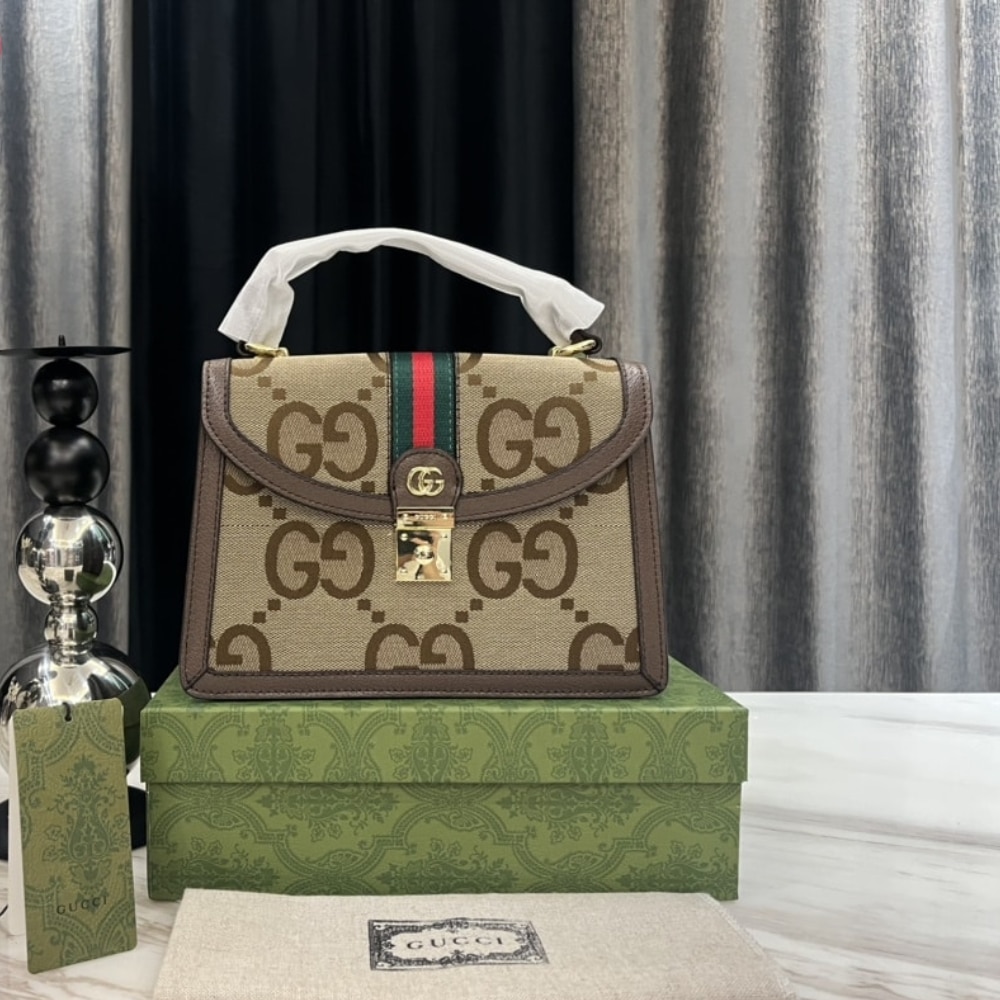 Gucci Ophidia Small Jumbo Gg Bag Camel Ebony 25Cm 651055 Ukmdg 2570 - 画像 (2)