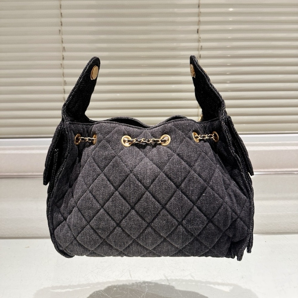 Chanel 25 Small Handbag Washed Denim Black 26cm AS5293 B20520 U0725 - 画像 (3)