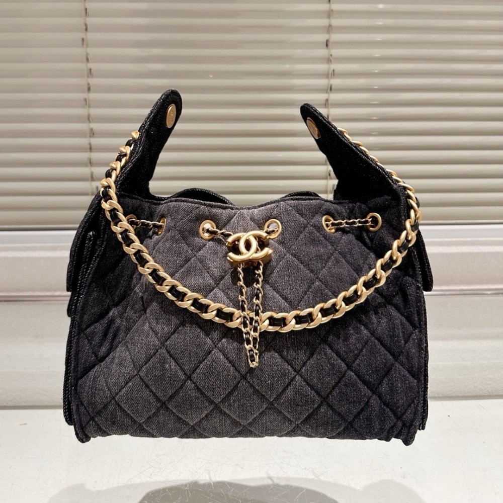 Chanel 25 Small Handbag Washed Denim Black 26cm AS5293 B20520 U0725 - 画像 (2)