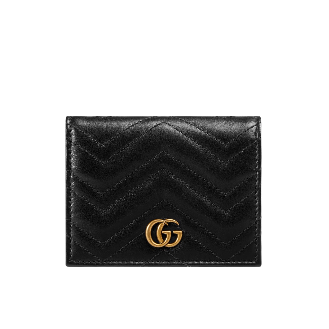 GUCCI グッチ GGマーモント レザー カードケースウォレット ブラック 11cm 型番：466492 DTD1T 1000