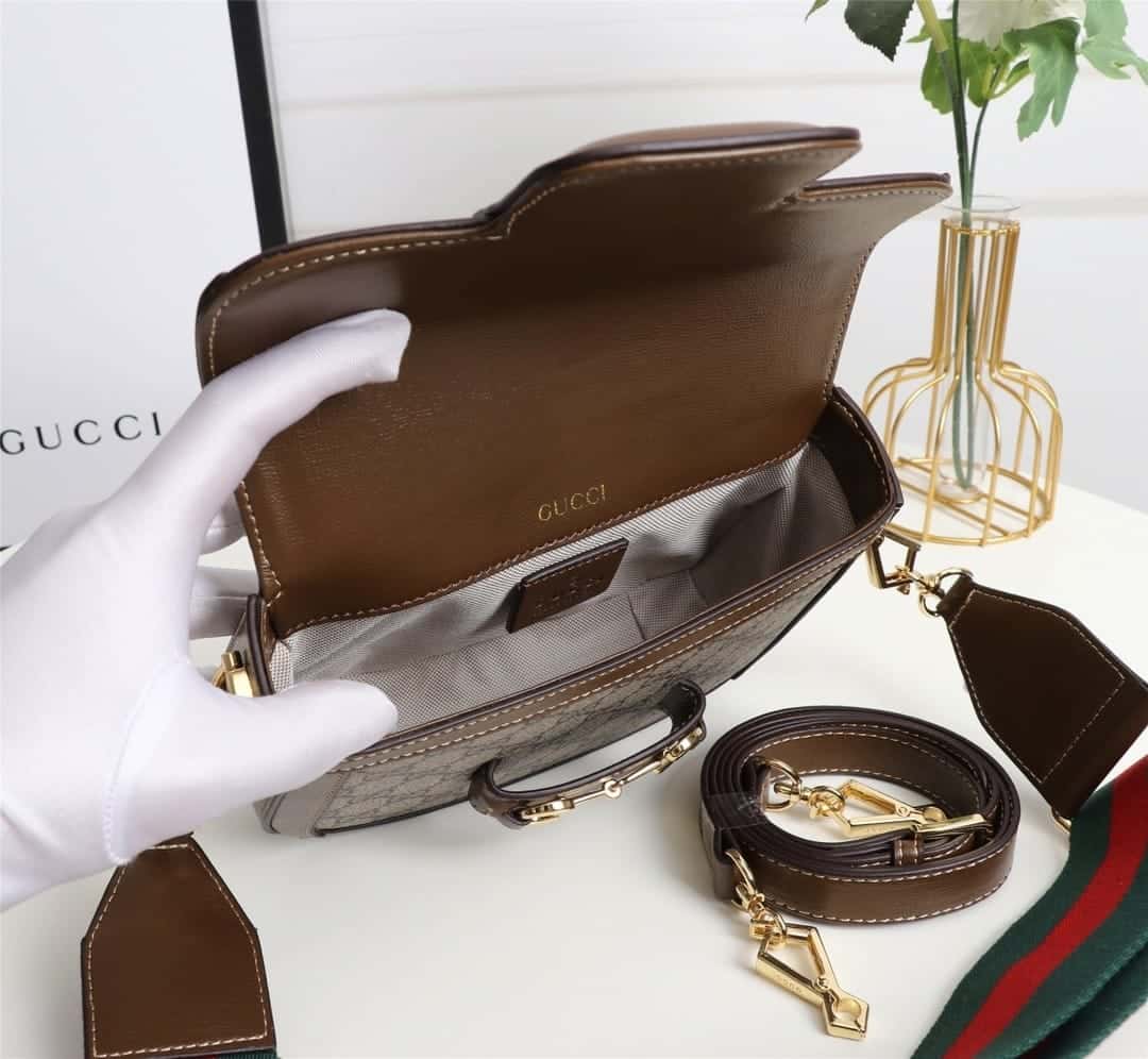 Gucci Horsebit 1955 Small GG Supreme Shoulder Bag Brown 20cm 658574 HUHHG 8565 - 画像 (9)