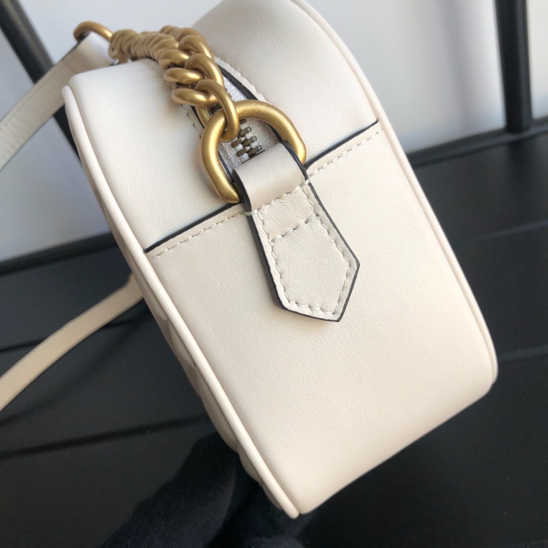 Gucci GG Marmont Small Matelassé Camera Bag White 24cm 447632 DTD1T 9022 - 画像 (7)