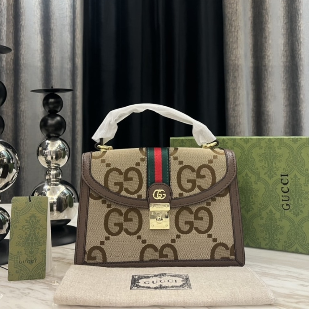 Gucci Ophidia Small Jumbo Gg Bag Camel Ebony 25Cm 651055 Ukmdg 2570 - 画像 (4)