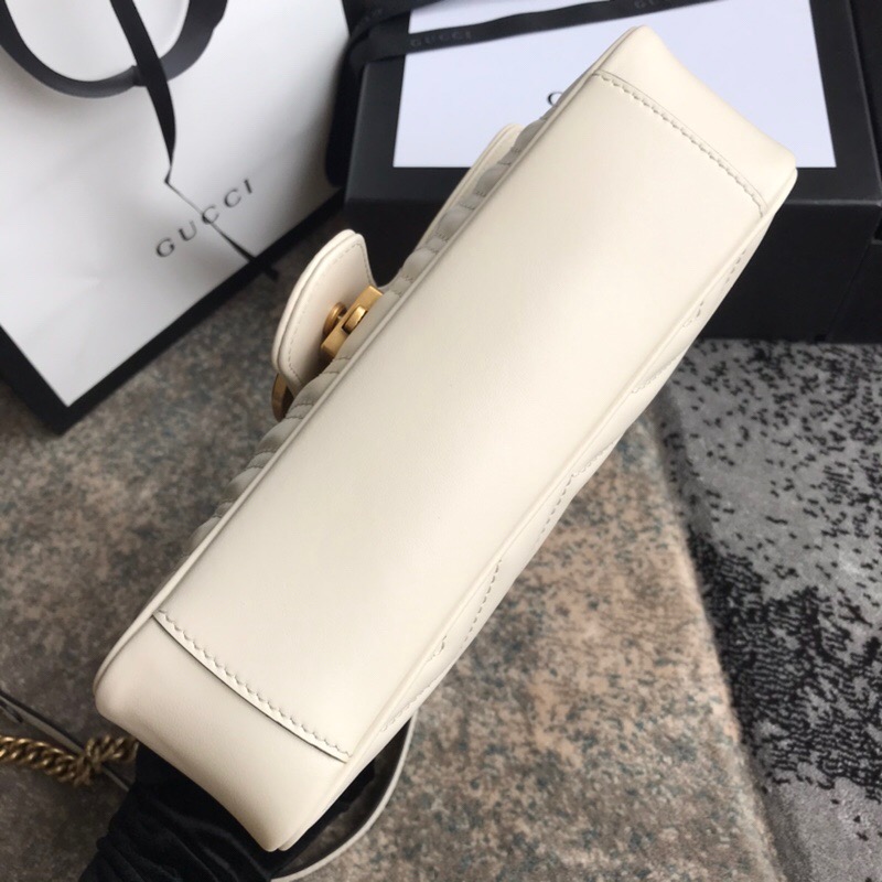 Gucci Gg Marmont Mini Shoulder Bag White Matelasse 22Cm 446744 Dtdit 9022 - 画像 (6)