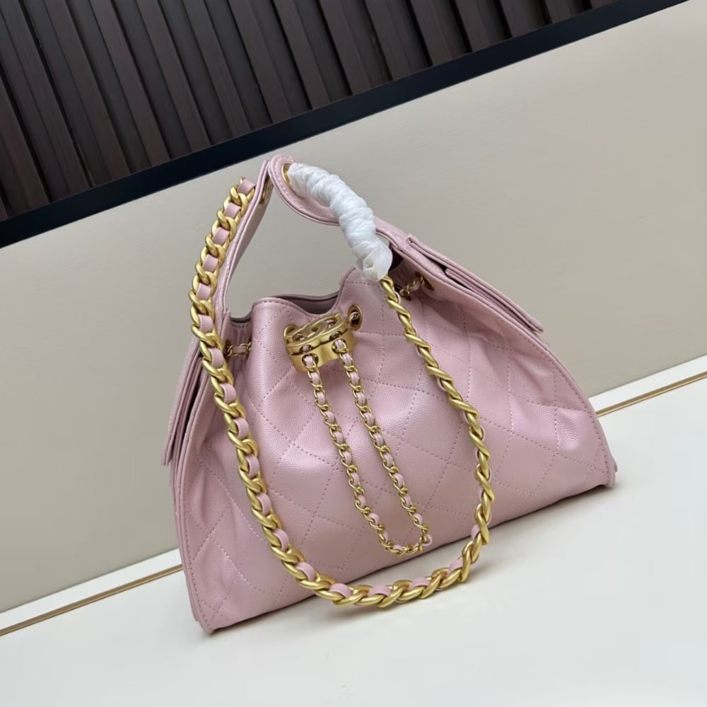 Chanel 25 Small Handbag Grained And Gold Tone Metal Light Pink 26cm AS5293 B20304 NAGEO - 画像 (2)