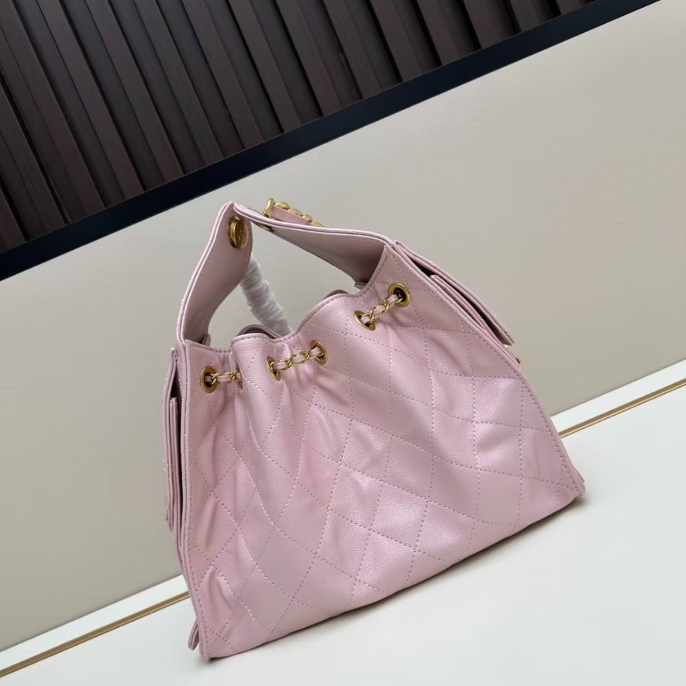 Chanel 25 Small Handbag Grained And Gold Tone Metal Light Pink 26cm AS5293 B20304 NAGEO - 画像 (4)