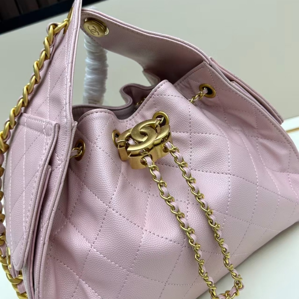 Chanel 25 Small Handbag Grained And Gold Tone Metal Light Pink 26cm AS5293 B20304 NAGEO - 画像 (6)