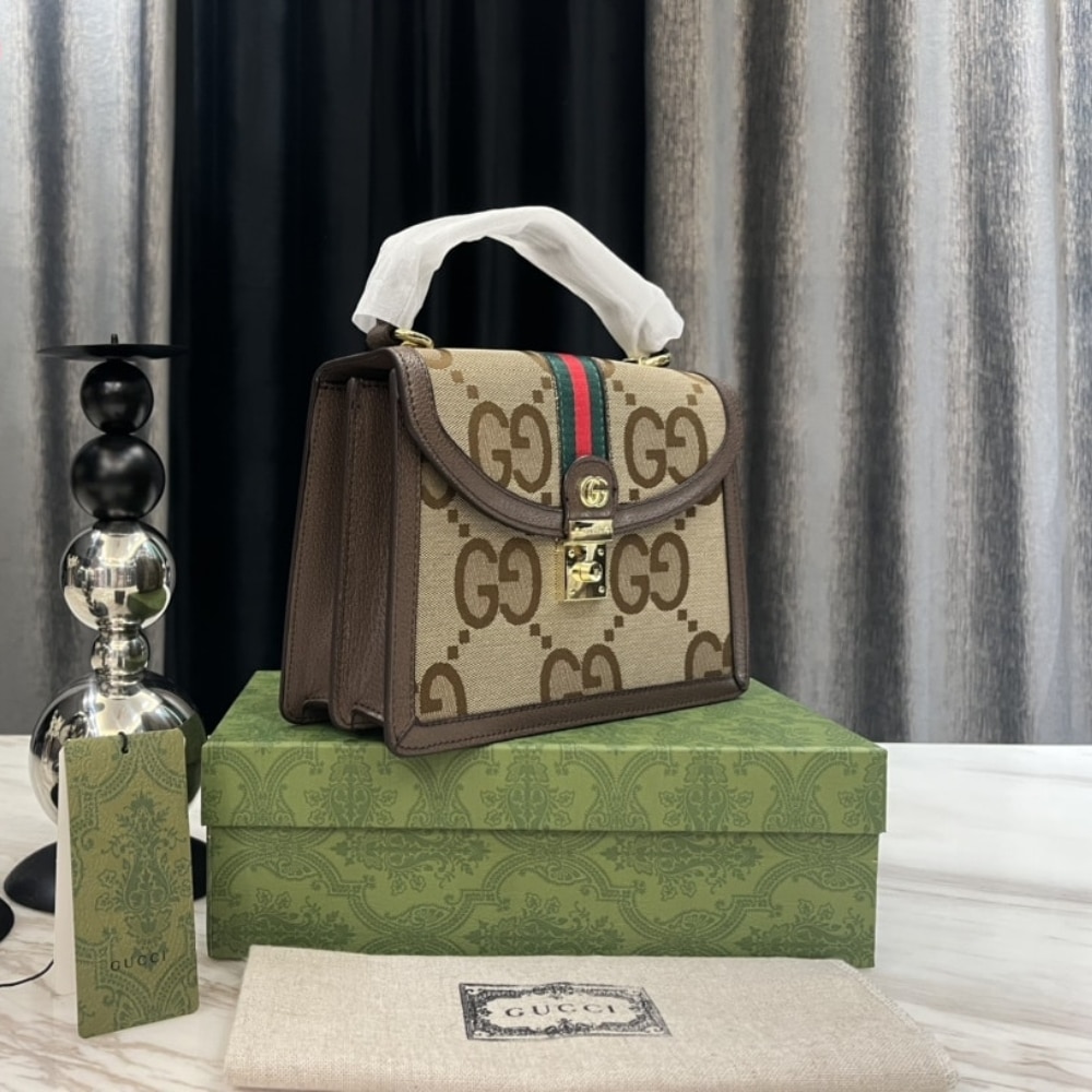 Gucci Ophidia Small Jumbo Gg Bag Camel Ebony 25Cm 651055 Ukmdg 2570 - 画像 (5)