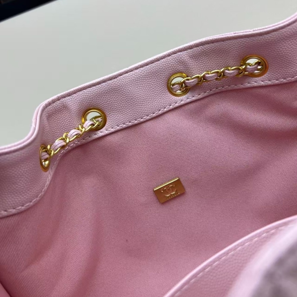 Chanel 25 Small Handbag Grained And Gold Tone Metal Light Pink 26cm AS5293 B20304 NAGEO - 画像 (9)