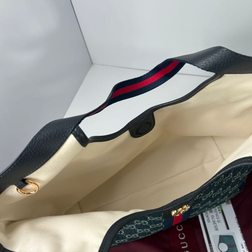 Gucci Giglio Small Tote Bag Blue And White GG Denim 25cm 860845 FAFRW 8864 - 画像 (5)