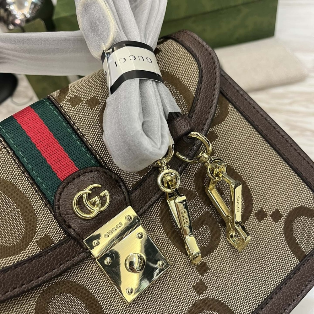 Gucci Ophidia Small Jumbo Gg Bag Camel Ebony 25Cm 651055 Ukmdg 2570 - 画像 (6)