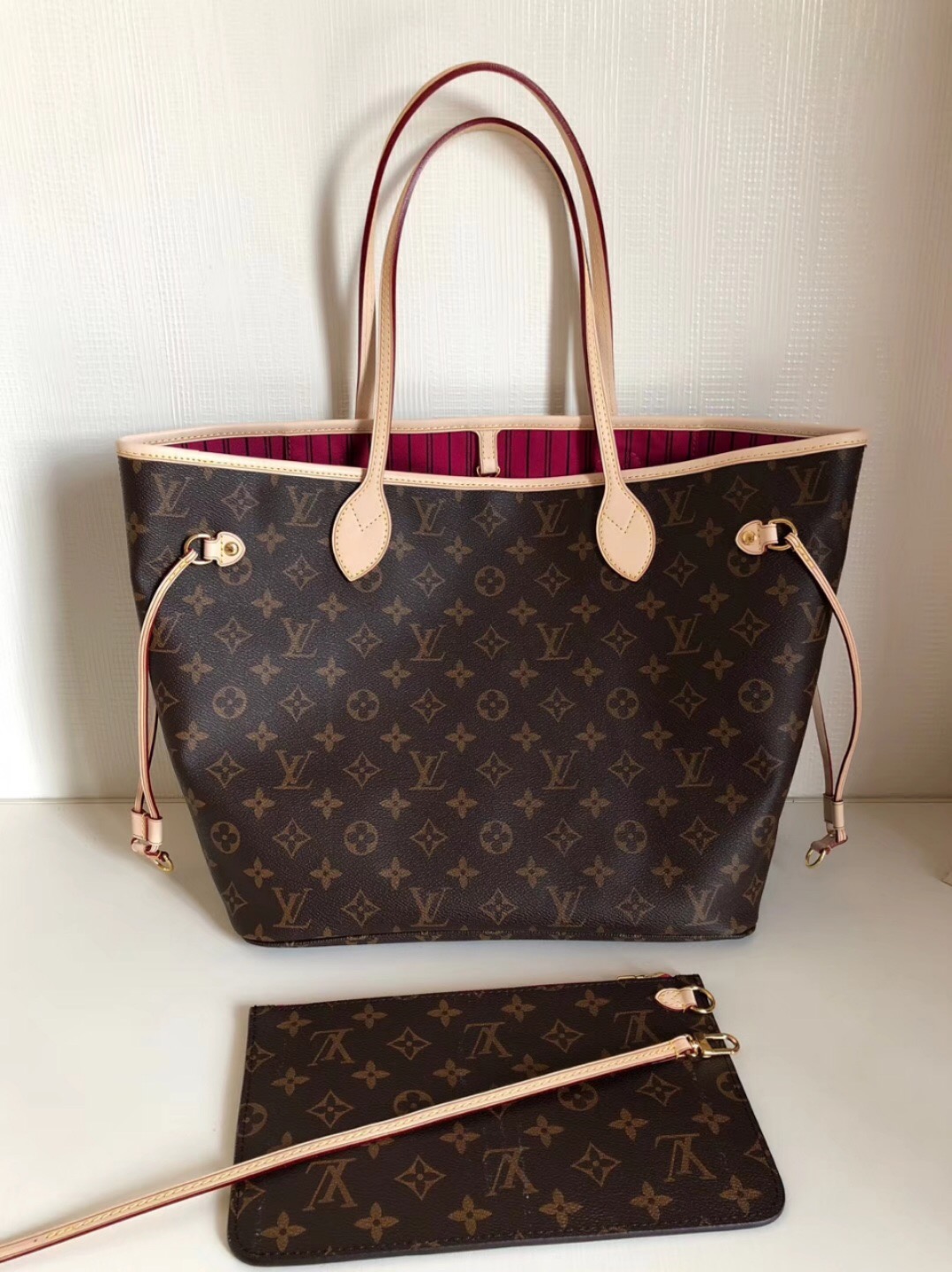 Louis Vuitton Neverfull MM Monogram Canvas Tote Bag Pivoine Pink 31cm M41178 - 画像 (6)