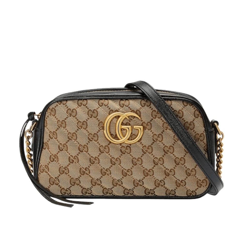 Gucci GGマーモント スモールショルダーバッグ ベージュ/エボニー 24cm 447632 Hvkeg 9772