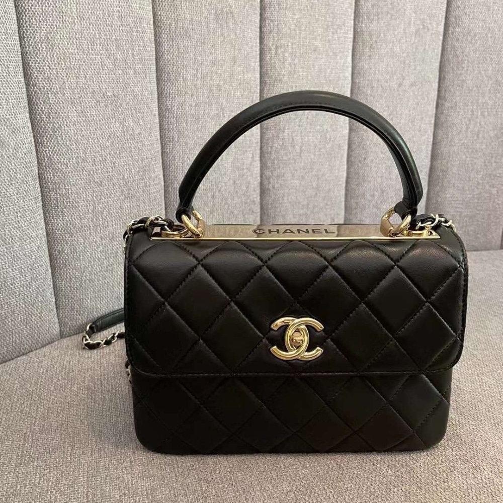 Chanel Flap Bag With Top Handle Black 25cm A92236 Y60767 94305 - 画像 (3)