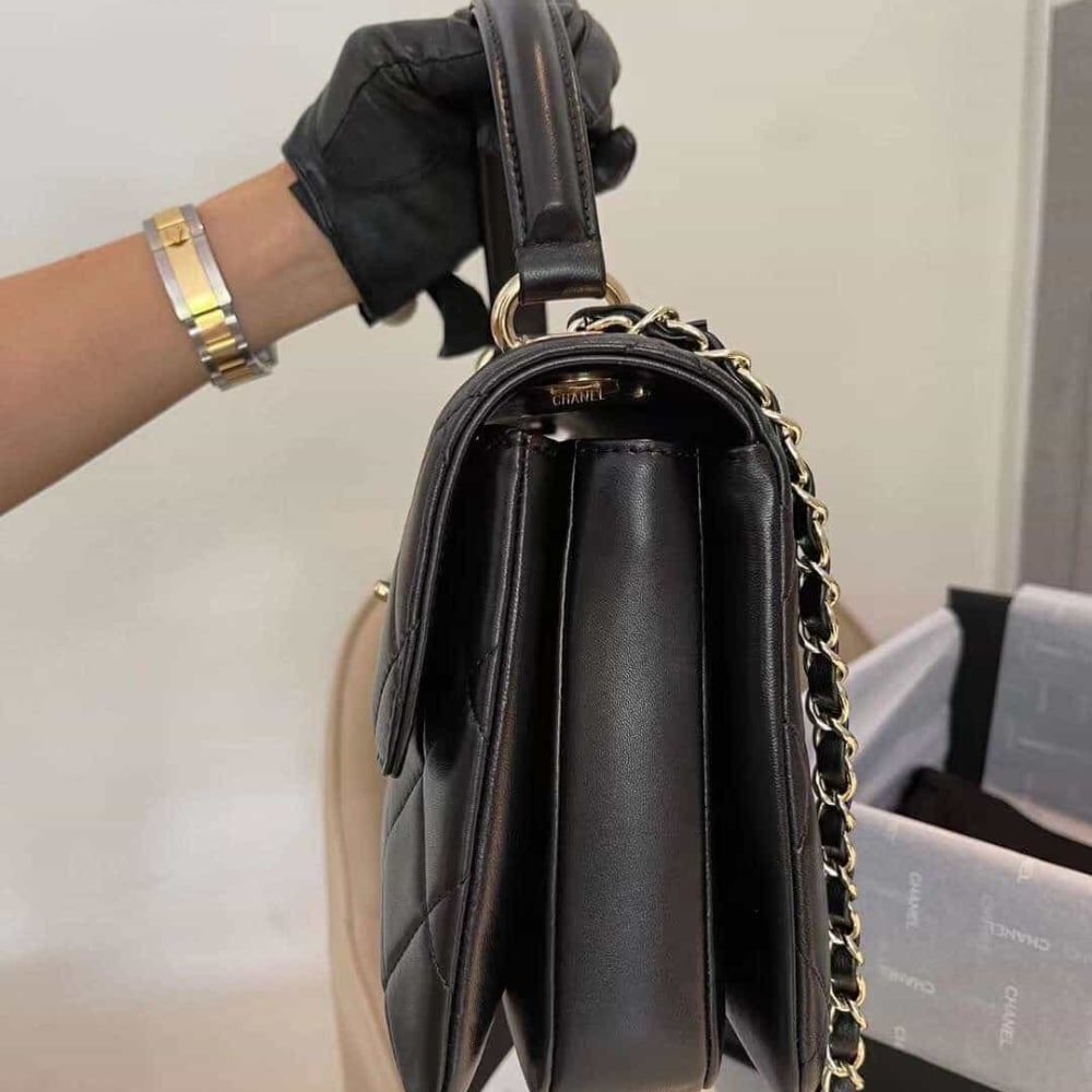 Chanel Flap Bag With Top Handle Black 25cm A92236 Y60767 94305 - 画像 (4)