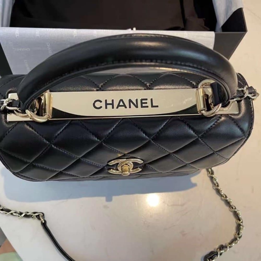Chanel Flap Bag With Top Handle Black 25cm A92236 Y60767 94305 - 画像 (6)