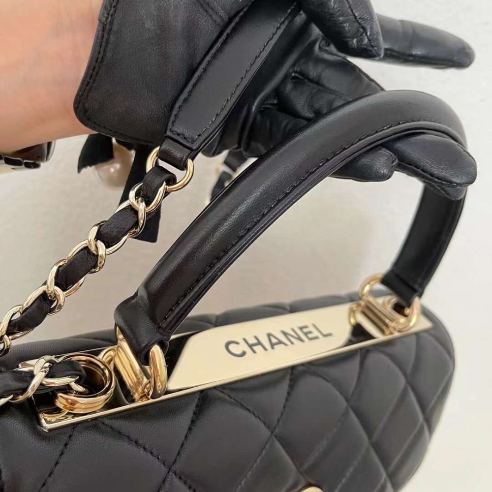 Chanel Flap Bag With Top Handle Black 25cm A92236 Y60767 94305 - 画像 (7)