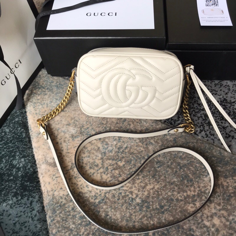 Gucci GG Marmont Small Matelassé Camera Bag White 24cm 447632 DTD1T 9022 - 画像 (8)