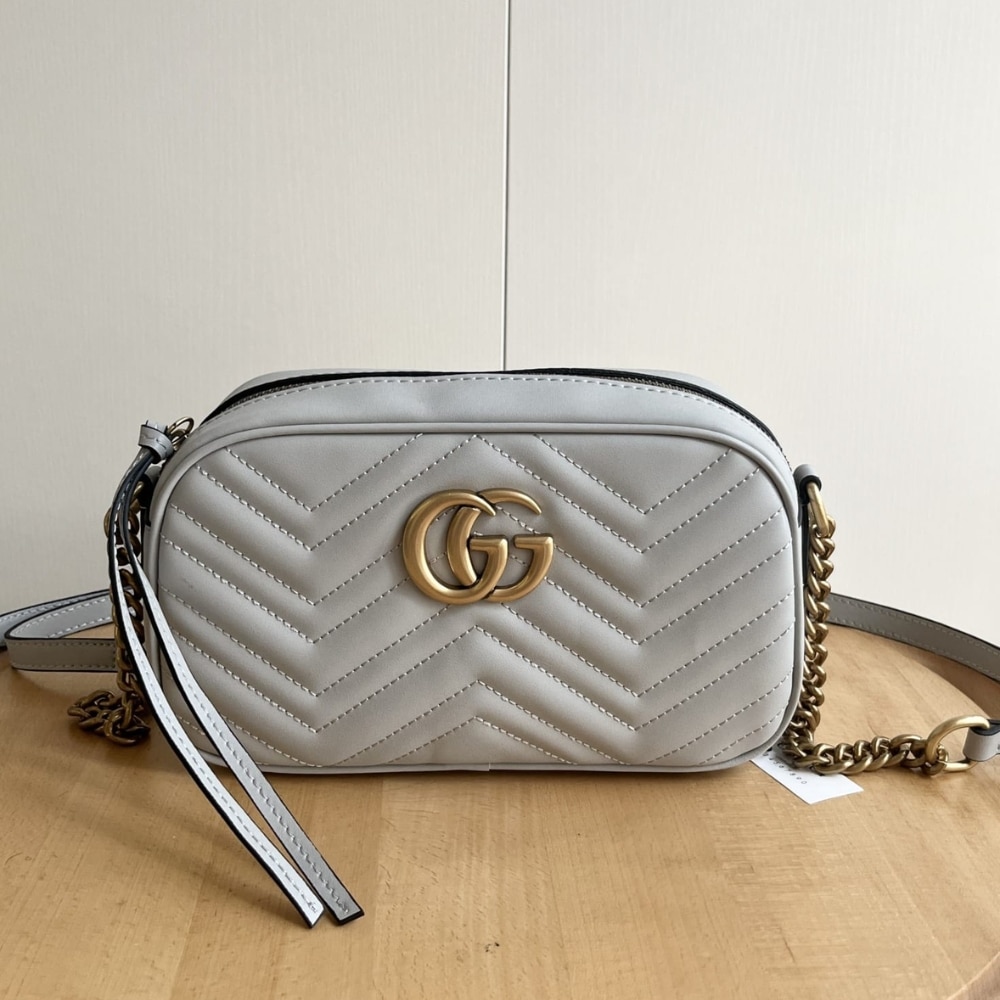 Gucci Gg Marmont Small Shoulder Bag Light Grey 24Cm 447632 Aabzb 1712 - 画像 (2)