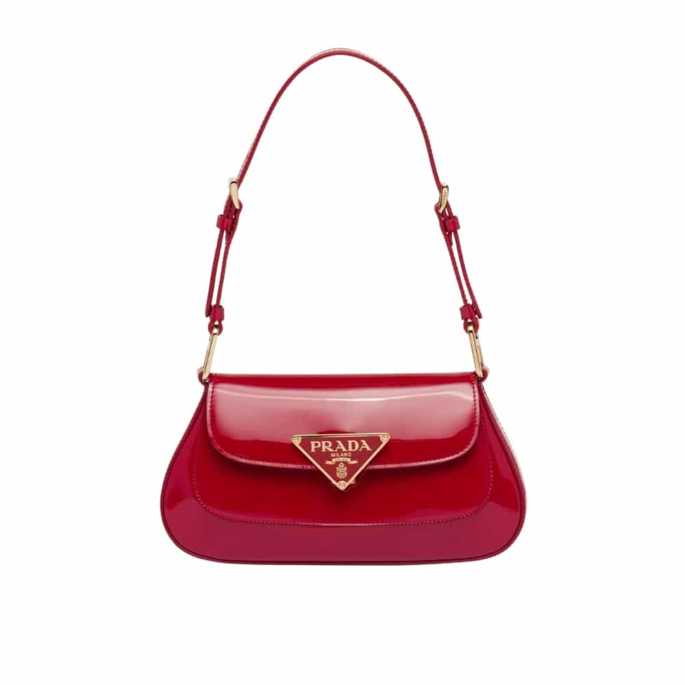 Prada パテントレザーショルダーバッグ チェリーレッド 25cm 1Bd355 069 F0E06 V Hto