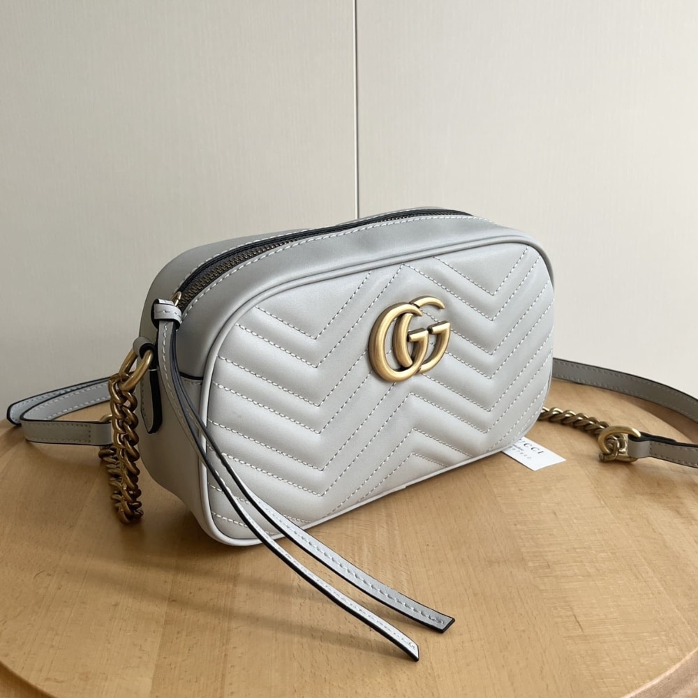 Gucci Gg Marmont Small Shoulder Bag Light Grey 24Cm 447632 Aabzb 1712 - 画像 (3)