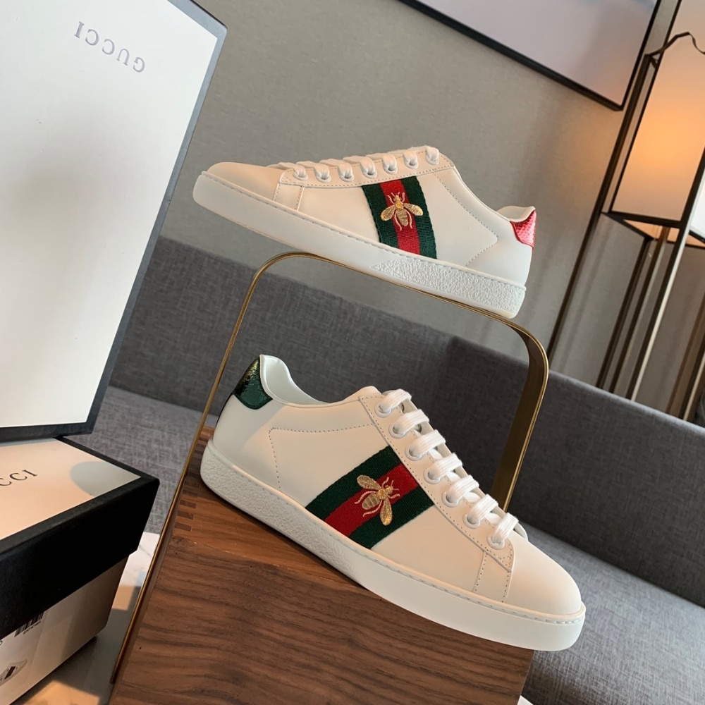 GUCCI グッチ エース ビー エンブロイダリー レザースニーカー ホワイト 型番:429446 02JP0 9064 - 画像 (8)