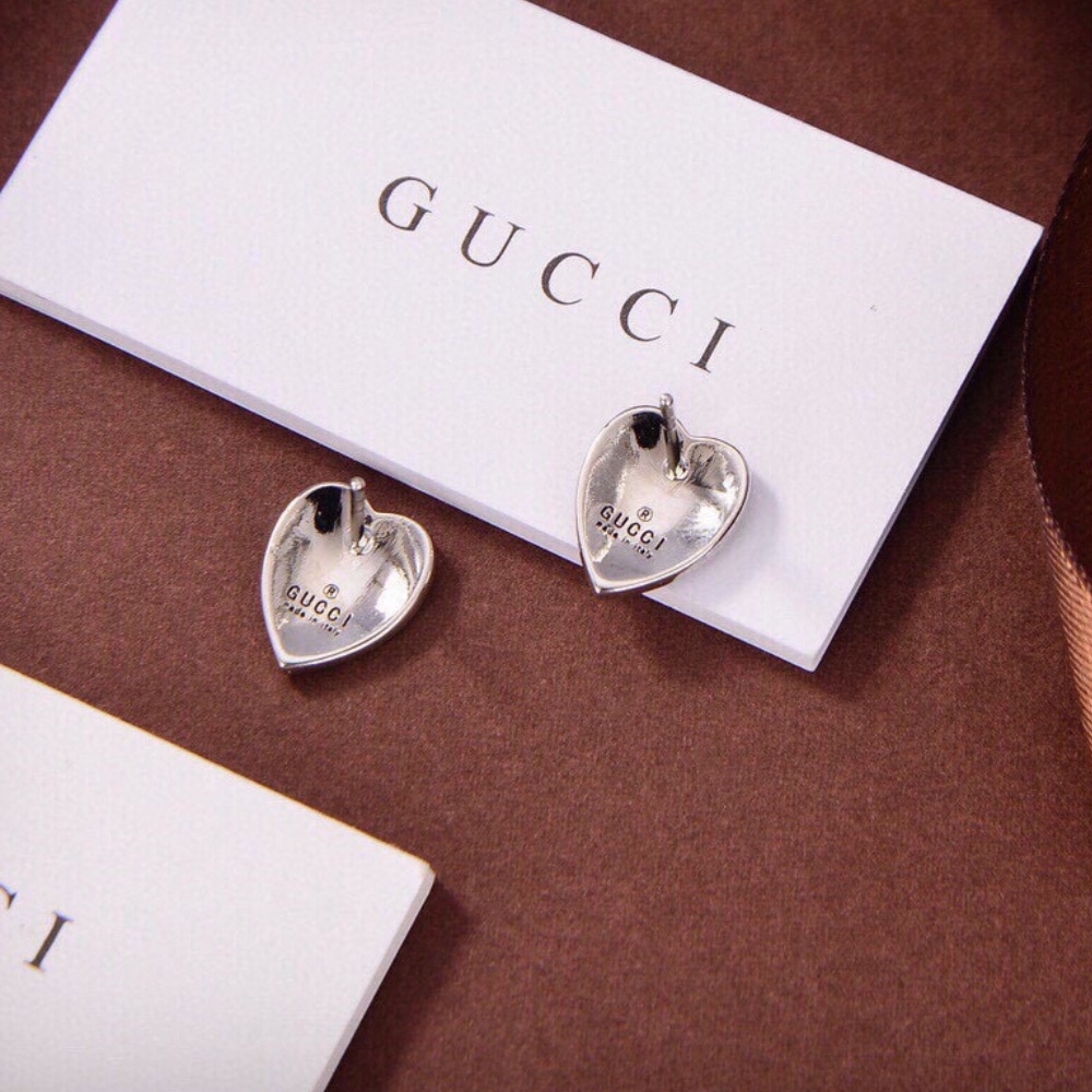 Gucci Heart Earrings With Interlocking G Light Blue Enamel Silver 645547 J8410 8183 - 画像 (3)