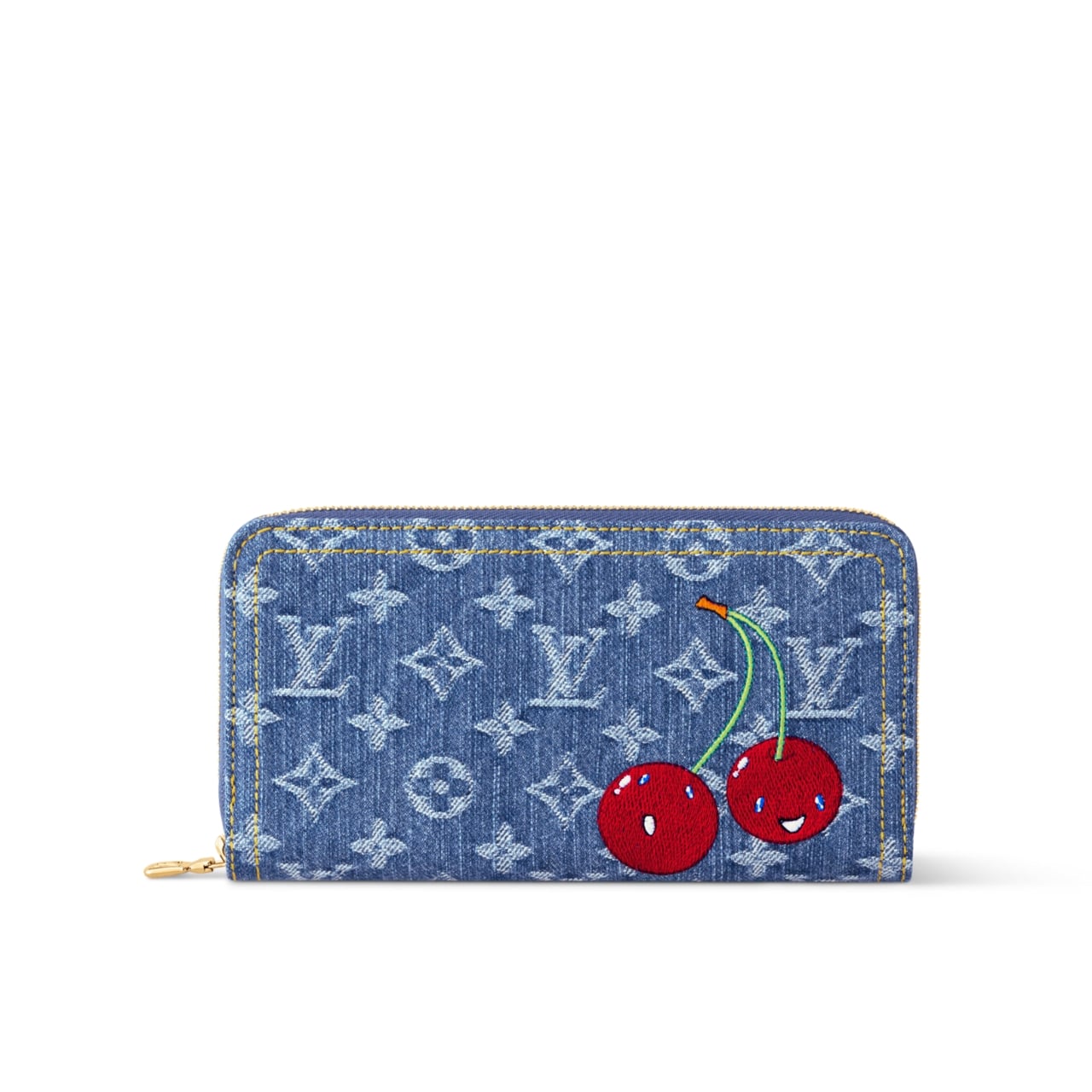 LOUIS VUITTON × 村上隆 ルイ・ヴィトン ジッピーウォレット モノグラム・チェリー デニムブルー 19cm 型番：M23161