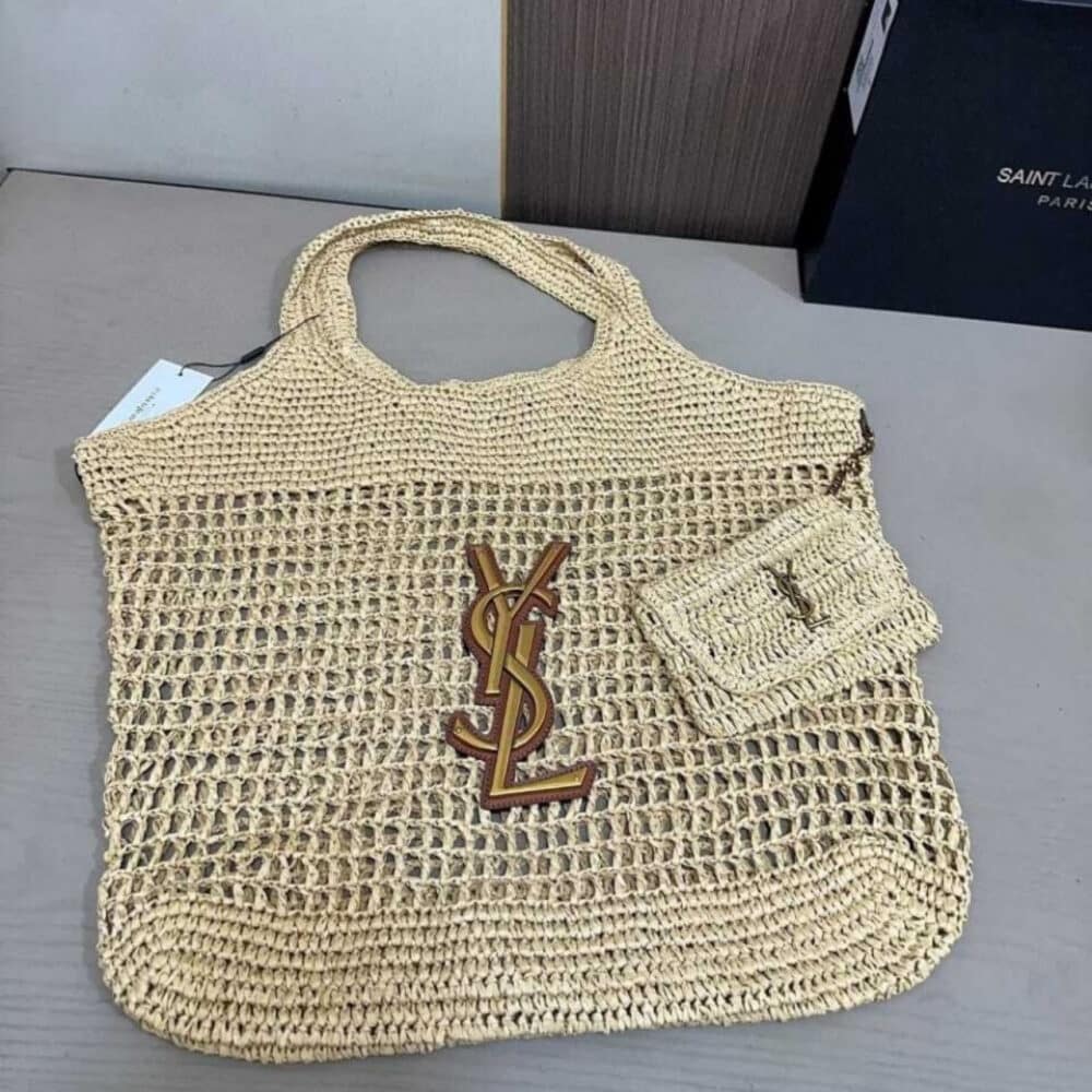 Saint Laurent Icare In Raffia Natural Gold 43Cm 772191GAAEK2063 - 画像 (2)