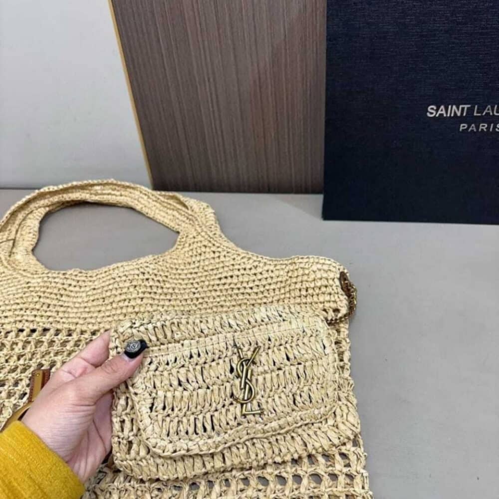Saint Laurent Icare In Raffia Natural Gold 43Cm 772191GAAEK2063 - 画像 (3)