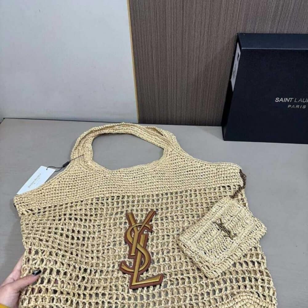 Saint Laurent Icare In Raffia Natural Gold 43Cm 772191GAAEK2063 - 画像 (4)