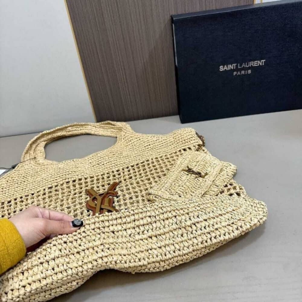 Saint Laurent Icare In Raffia Natural Gold 43Cm 772191GAAEK2063 - 画像 (5)