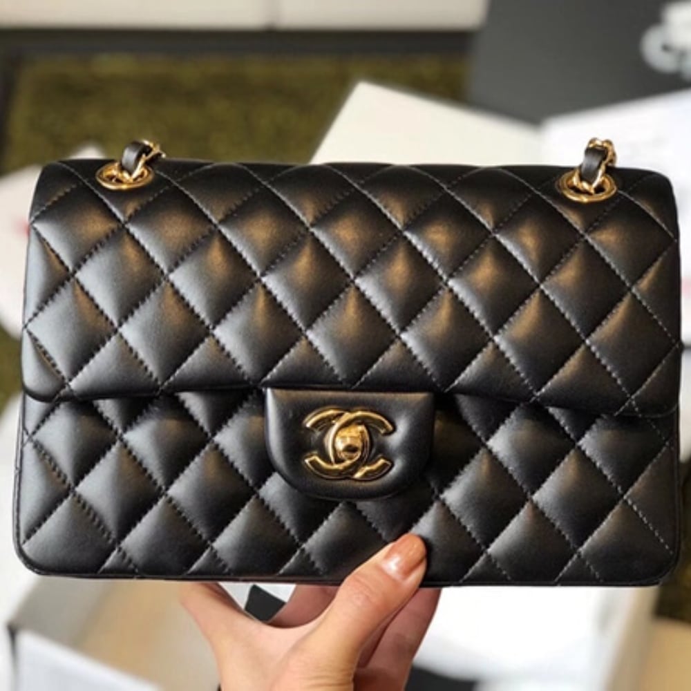 Chanel Classic 11.12 Handbag Gold Tone Metal Black 25Cm A01112 Y01295 94305 - 画像 (3)