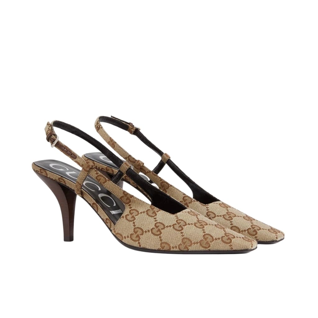 GUCCI グッチ レディース GG スリングバックパンプス ベージュ 675420 KY980 9763